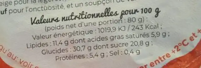 Ch'tiramisu au spéculoos nutrition facts table