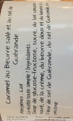 Caramel au beurre salé à la fleur de sel de Guérande ingredients label