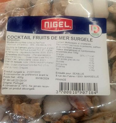 Cocktail de fruits de mer surgelé front packaging