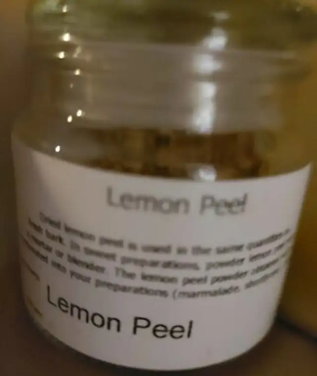 Lemon peel nutrition facts table