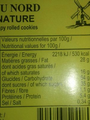 Cigarettes nature nutrition facts table