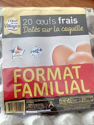 20 oeufs frais datés sur la coquille nutrition facts table
