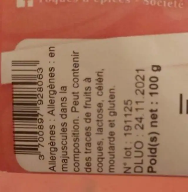Infusion hibiscus pomme et cerise nutrition facts table