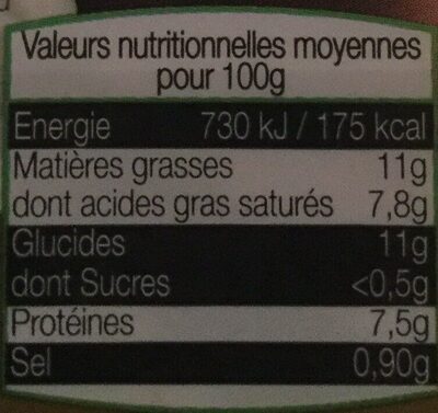 Aligot nutrition facts table