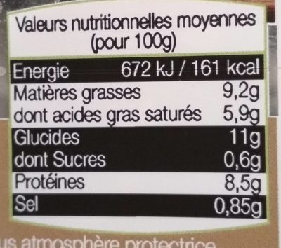 Truffade ingredients label