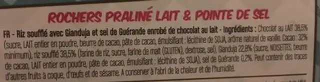 Croq'me ingredients label