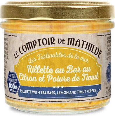 Rillette au bar au citron et poivre de Timut front packaging