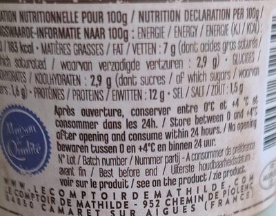 Rillette au bar au citron et poivre de Timut nutrition facts table