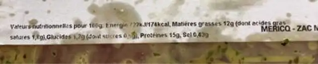 Saumon decongele aux herbes poivrons et oignons sous vide nutrition facts table