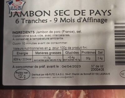 Jambon sec de pays