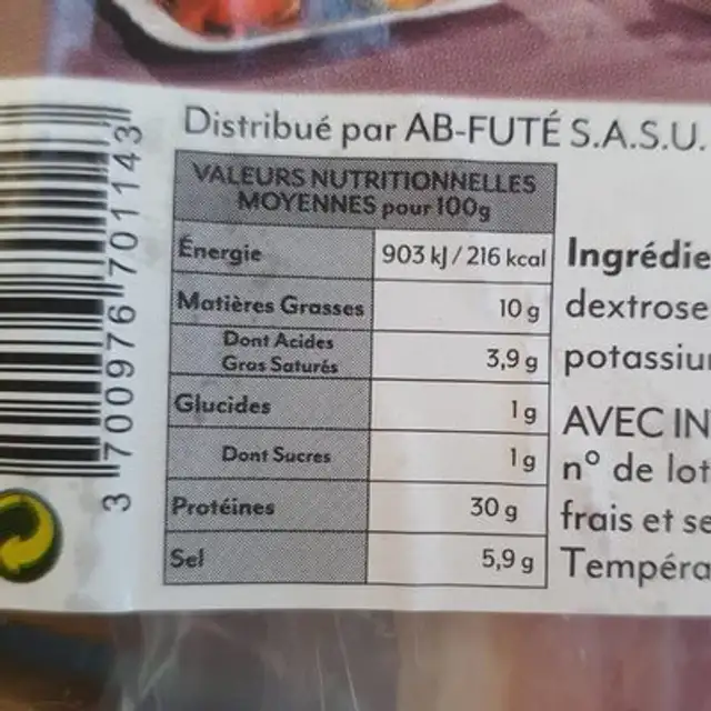 Jambon serrano nutrition facts table