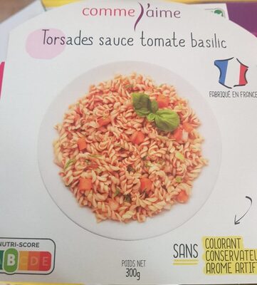 Torsades sauce tomate basilic