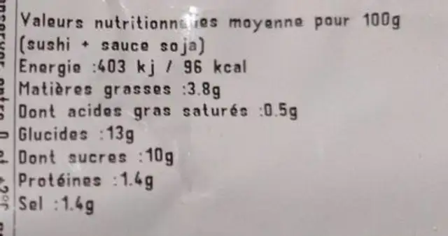 B21 salade wakamé nutrition facts table