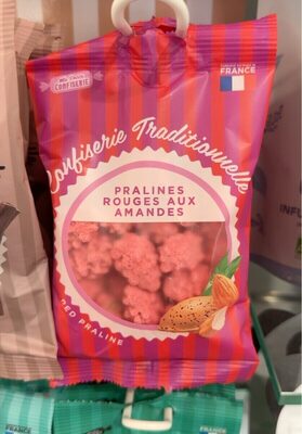 Pralines rouges au amandes front packaging