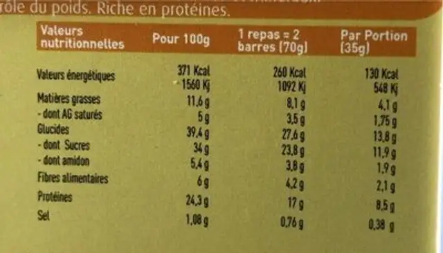 Chocolat noir trufa nutrition facts table