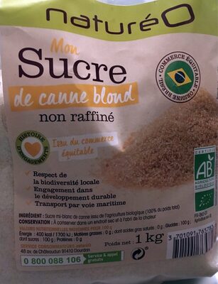 Sucre de canne blond non raffiné front packaging