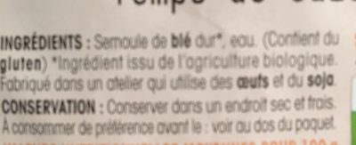 Mes pates blanches ingredients label