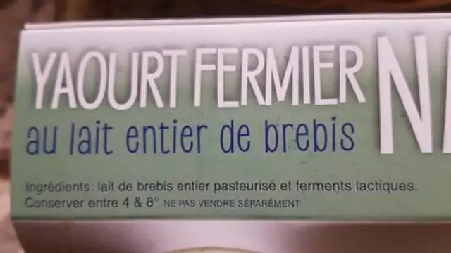 Yaourt fermier nature nutrition facts table