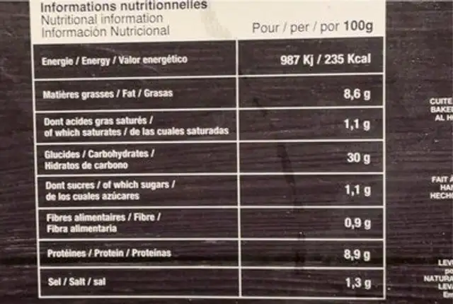 Pizza Napoletana Montanara nutrition facts table