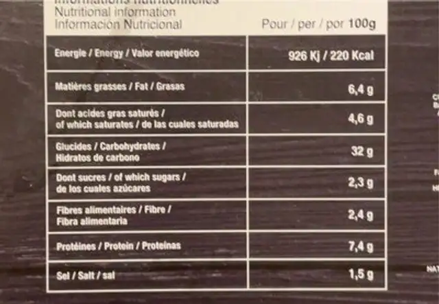 Pizza Napoletana Bolognese nutrition facts table