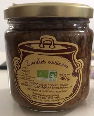 Lentilles cuisinée front packaging