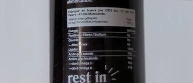 Huile de Chanvre Bio au CBD et Basilic nutrition facts table