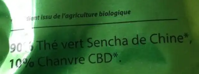 Thé vert au CBD nutrition facts table
