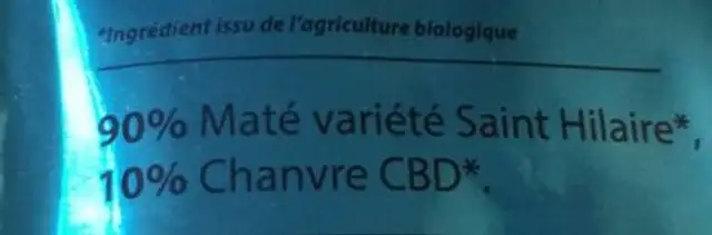 Maté au CBD nutrition facts table