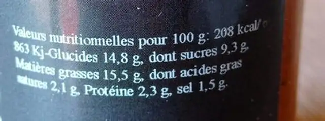 Délice Tomates séchées basilic nutrition facts table