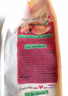 Graines à croquer apéritives amandes grillées ingredients label