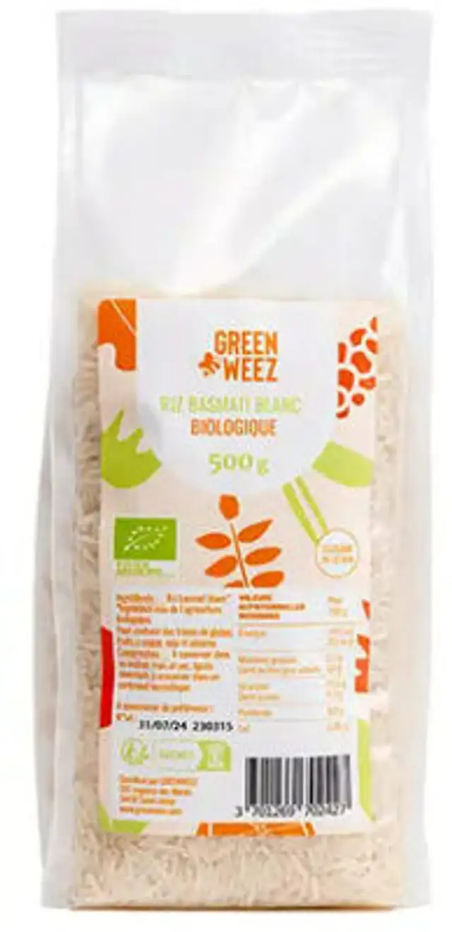 Riz basmati blanc bio front packaging