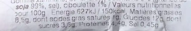 VEGGIE BOULGOUR nutrition facts table