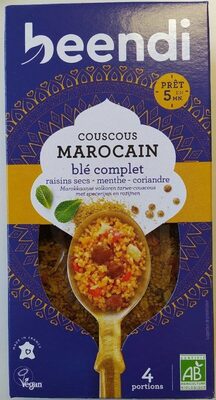 Couscous marocain blé complet raisins secs, menthe, coriandre