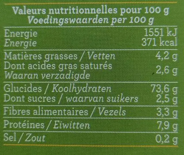 Riz sauté à l'Indienne noix de coco nutrition facts table