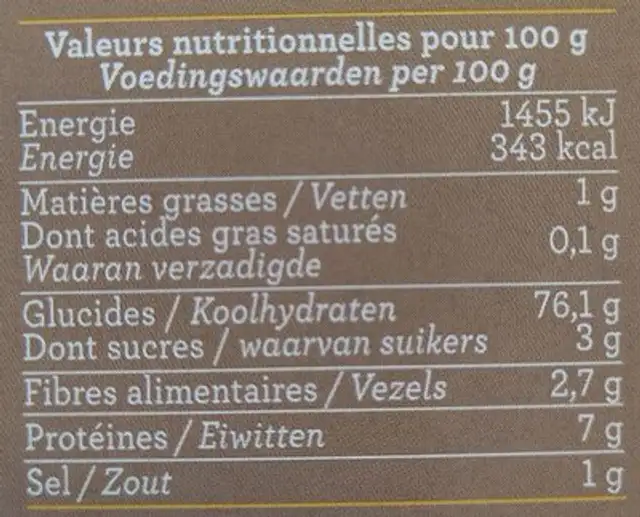 Risotto champignons, thym, sauge, romarin nutrition facts table