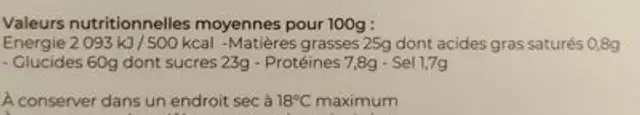 Les galettes vendéennes nutrition facts table