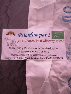 Pélardon ingredients label