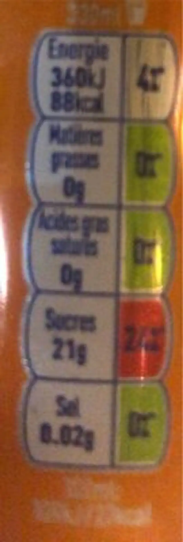 Shaytan nutrition facts table