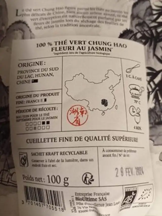 Jasmin thé vert parfumé selon la tradition