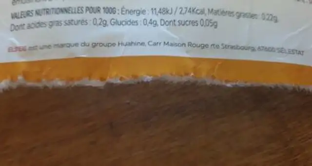 Glace passion nutrition facts table