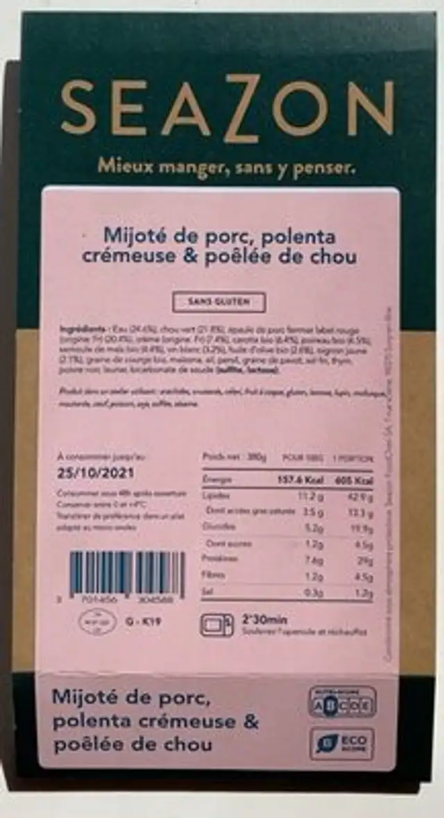 Mijote de porc, polenta cremeuse & poeleede chou
