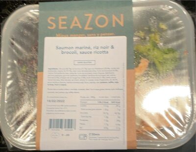 Saumon mariné, riz noir & brocoli, sauce ricotta