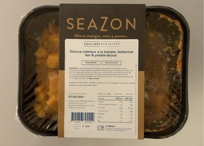 Quinoa crémeux à la tomate, butternut bio & patate douce front packaging
