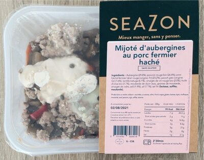 Mijoté d’aubergines au porc fermier hché front packaging