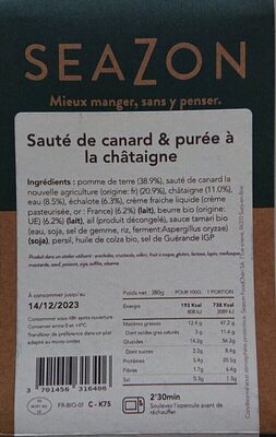 Sauté de canard & purée à la châtaigne
