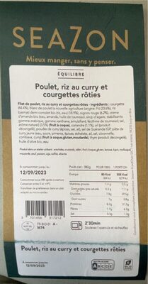 Poulet riz au curry et courgettes roties