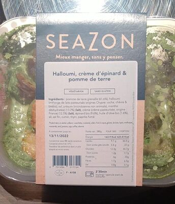 halloumi crème d'épinards et pommes de terre