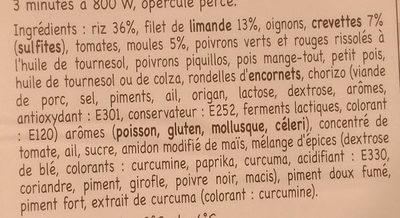 Paëlla à la luzienne ingredients label