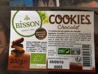 Cookies chocolat front packaging