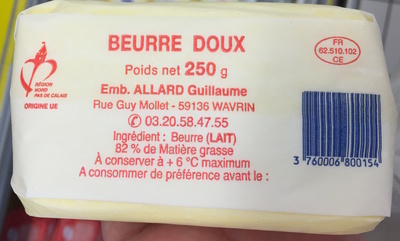 Beurre Doux (82% MG) front packaging